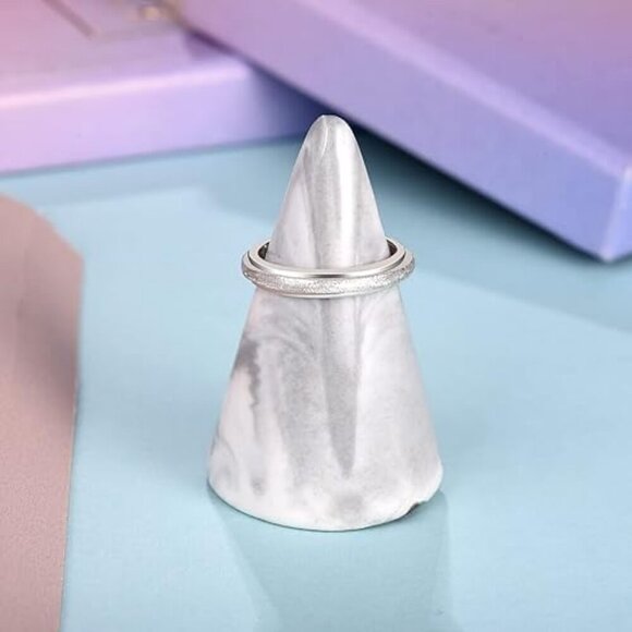 Women Silver Metal Anxiety Worry Relieving Boredom ADHD Autism Band Ring size 5 - Picture 3 of 3